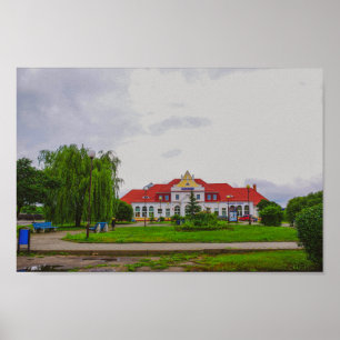 Poster Arquitetura das estações de trem Slonim da Bielorr