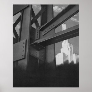 Póster Arquitetura de aço do arranha-céus da construç