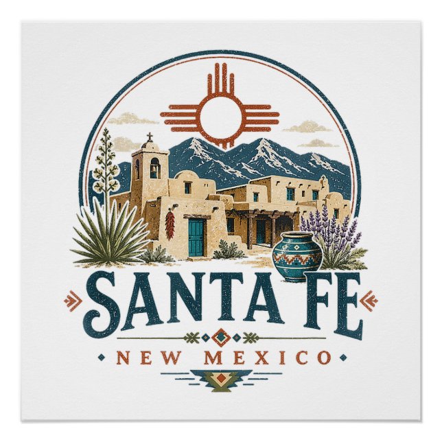 Póster Arquitetura de Adobe Santa Fe Novo México Sudoeste (Frente)