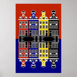Póster Arquitetura de Amsterdã - Casas de Merchants