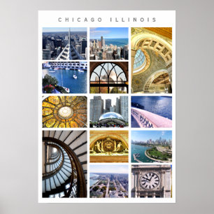 Póster Arquitetura de Chicago - snapshots de Chicago, IL