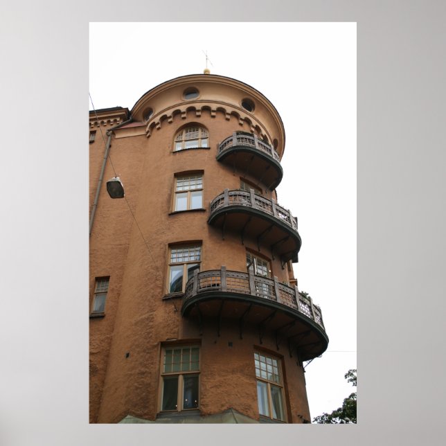 Poster Arquitetura de Helsinki Turret: Art Nouveau (Frente)