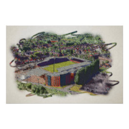 Póster Arquitetura do Estádio de Wrexham Arte em Aquarela