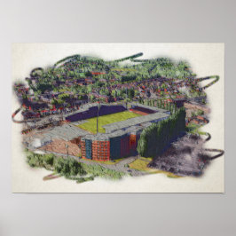 Poster Arquitetura do Estádio Wrexham em Arte em Aquarela