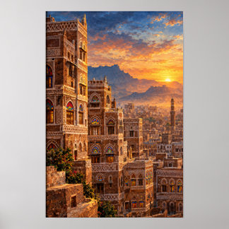 Poster Arquitetura do Patrimônio do Iêmen - Antiga Sana'a