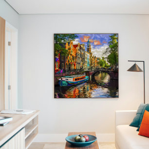 Poster Arquitetura Encantadora do Canal de Amsterdã em Pi