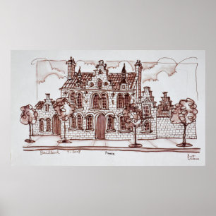 Póster Arquitetura flamenga Bailleul, França