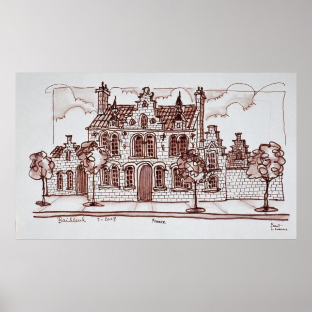 Póster Arquitetura flamenga | Bailleul, França (Frente)