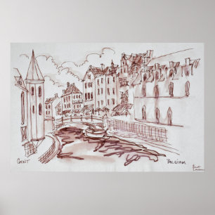 Póster Arquitetura flamenga   Gante, Bélgica