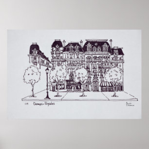 Poster Arquitetura Haussmann   Champs Elysees