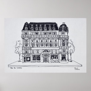 Poster Arquitetura Haussmanniana Rue du Louvre, Paris