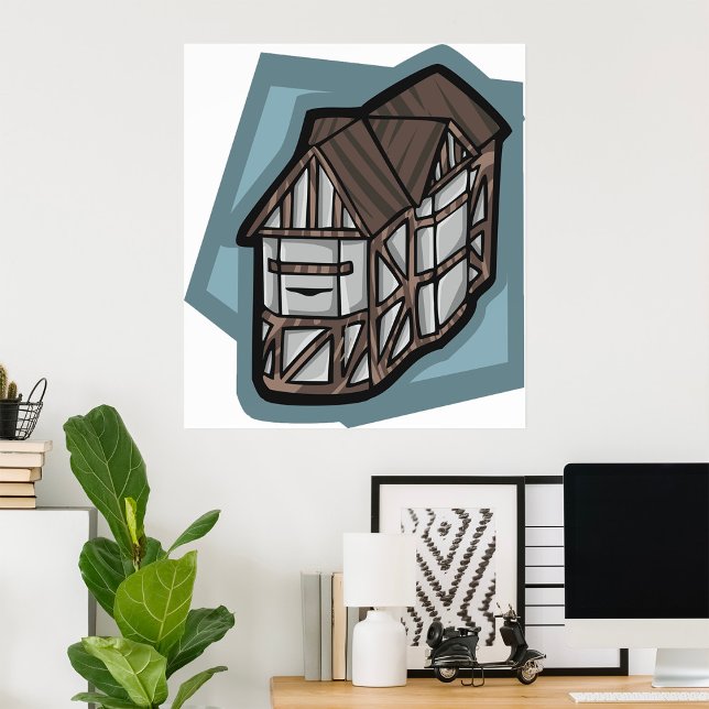 Poster Arquitetura Medieval do Quirky Tudor House (Criador carregado)