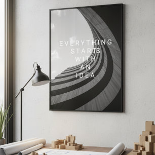 Poster Arquitetura Moderna Preto e Branco Motivacional