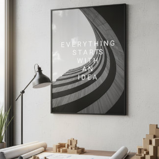 Poster Arquitetura Moderna Preto e Branco Motivacional