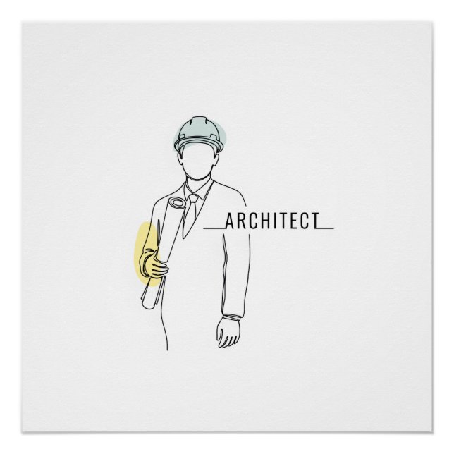Póster Arquitetura simples de arte de uma linha contínua (Frente)