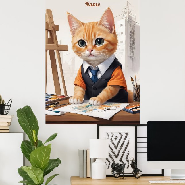 Poster Arquitetura sofisticada Ginger Kitten Art (Escritório em casa)