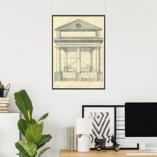 Póster Arquitetura Vintage, Portico Romano com Colunas