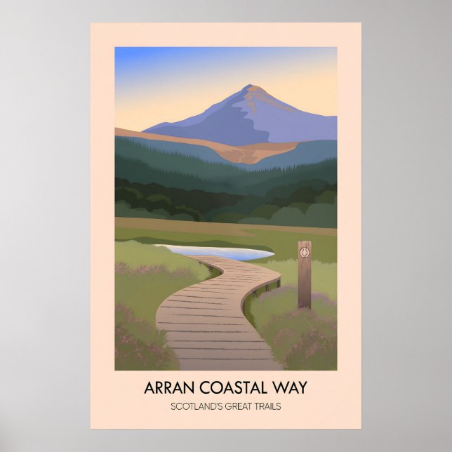 Poster Arran Coastal Way Trilhos Grandiosos da Escócia Ca (Frente)
