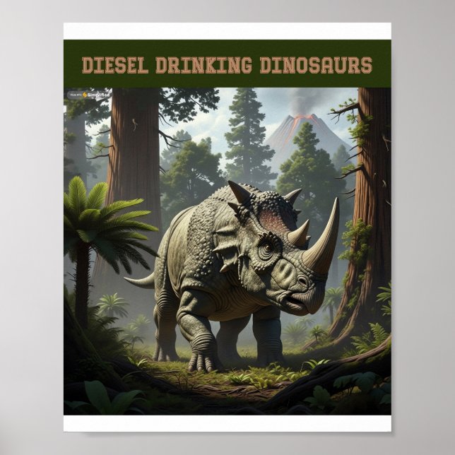 Poster Arrancando triceratops (Frente)