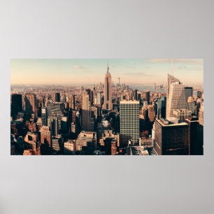 Poster arranha-céus Nova Iorque na vista urbana de cima.