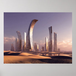Poster Arranha-céus Surrealistas Futuristas em Paisagem D