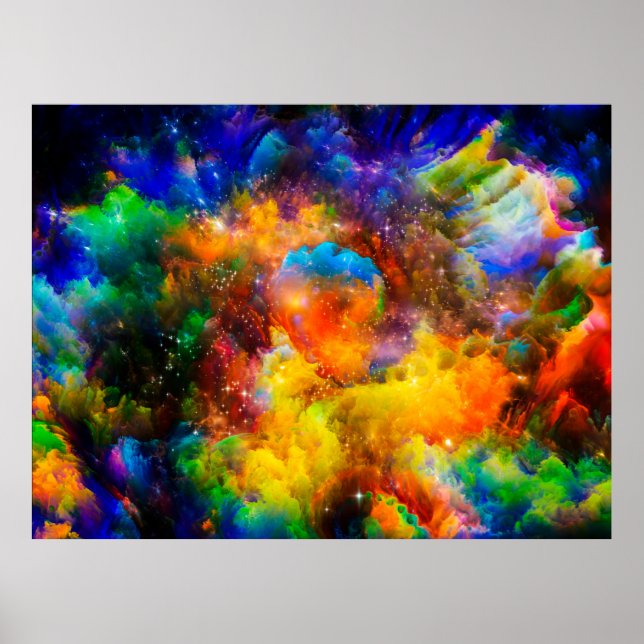 Poster Arranjo criativo de elementos fractais, luzes a (Frente)