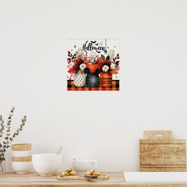 Poster Arranjo de Halloween com Abóboras (Cozinha)