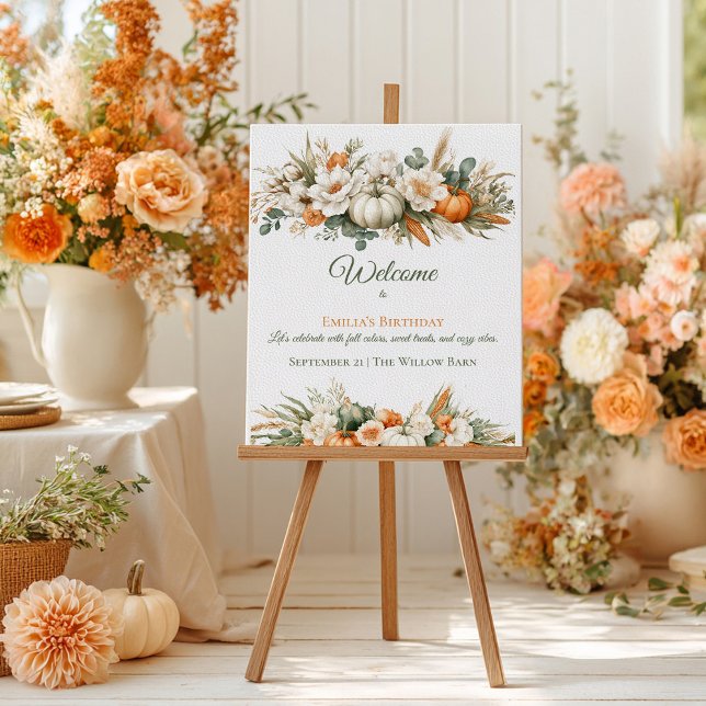 Poster Arranjo Floral Boho Outono Cumprimentos de Anivers (Criador carregado)