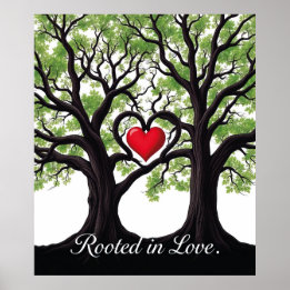 Poster Arrastada no Amor Árvore Cardíaca Arte Simbólica
