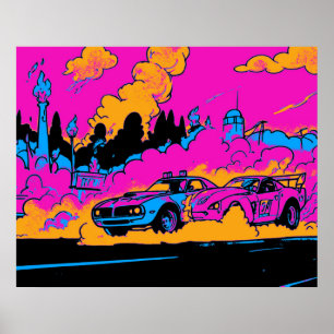 Poster Arrastar-Correr-Fogueira - Carros De Corrida