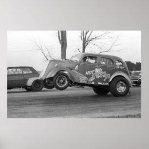 Póster Arrasto do vintage - instalação quente Gasser de