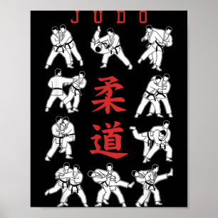Poster Arremesso de Judo MMA Artes Marciais Mistas Kanji 