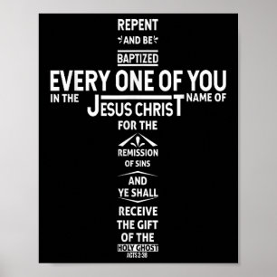 Poster Arrependa-se e seja batizado em nome de Jesus Cris