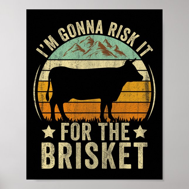 Poster Arriscar Pelo Brisket Funny Meat Smoker Bbq Chef (Frente)