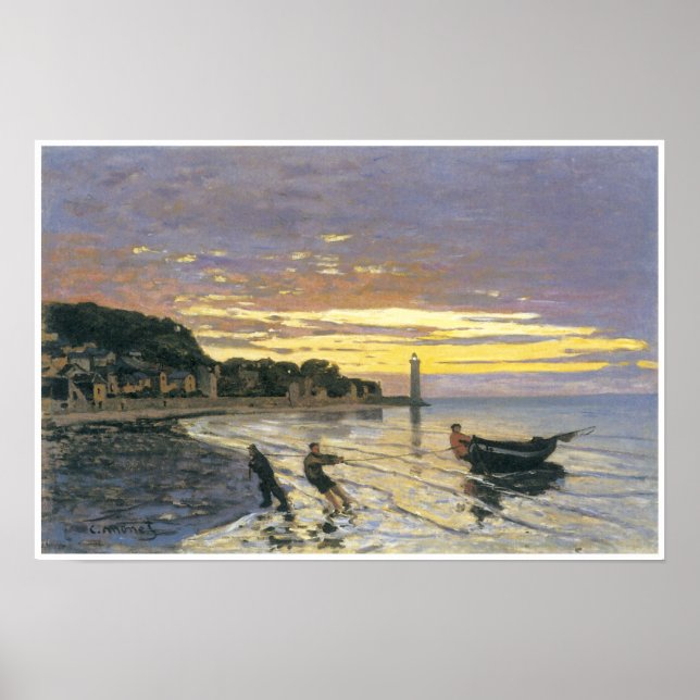 Póster Arrumando um barco, Honfleur, 1864, Claude Monet (Frente)