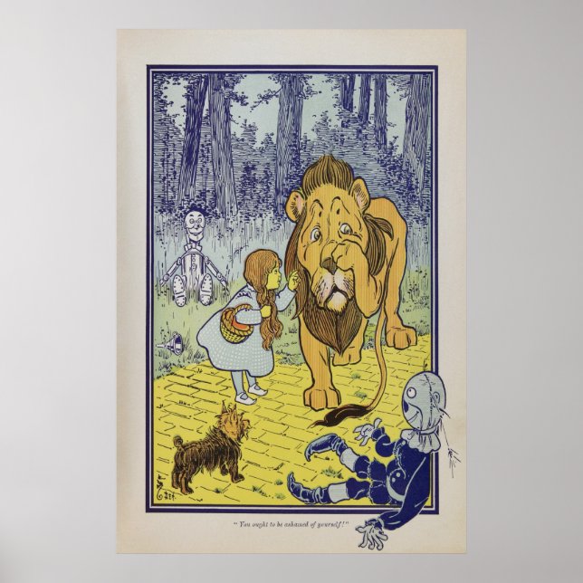 POSTER ART - ASSISTENTE DE OZ - LÍON COWARDLY DORO (Frente)