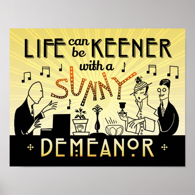 Póster Art Deco 20s Retro Sunny Demanor Inspirational (Frente)