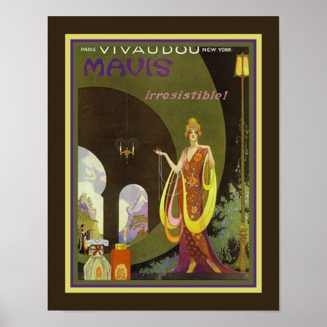 Poster Art Deco Ad de 1920 para Mavis Perfume (Frente)