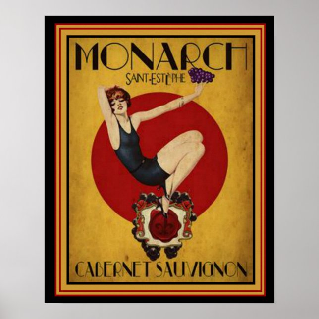 Póster Art Deco Ad para Monarch Cabernet 16 x 20 (Frente)