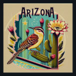 Póster Art Deco Arizona, pássaro e Design<br><div class="desc">O Art Deco Arizona State Bird and Flower Design poster é um presente excelente para qualquer amante da natureza. **Não replique ou revenda meu trabalho de arte como seu. As imagens são propriedade do BARIS Laser Engraving Services LLC.**</div>