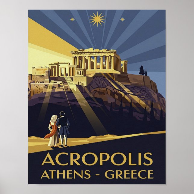 Poster Art Deco Atenas Grécia Acrópole (Frente)