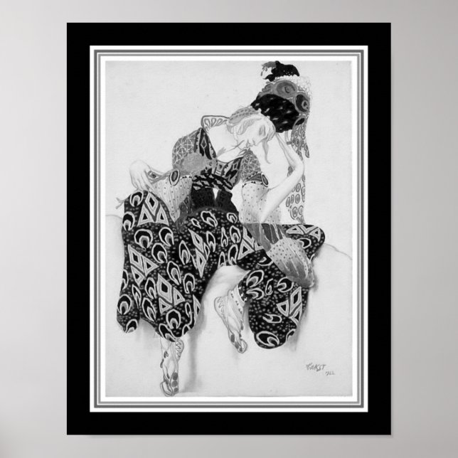 Poster Art Deco Balé Russes cerca de 1922 (Frente)