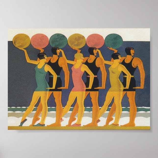 Poster Art Deco Beach Wall Art (Frente)