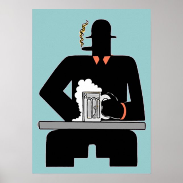 Póster Art Deco Beer Drinker (Frente)