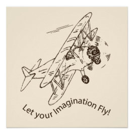 Póster Art Deco Bi-Aviões - deixe sua imaginação voar.