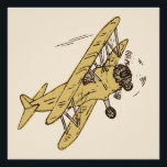 Póster Art Deco Bi-planes - amarelo sem texto.<br><div class="desc">Um bi-plano amarelo da mostarda retrorreflectora desenhado à mão sobre um fundo creme. Esta é uma imagem transparente. Você pode alterar a cor do plano de fundo e o tamanho e a posição da imagem e adicionar seu próprio texto (talvez adicionar um nome?). Esta design corresponde à coleção de aviões...</div>