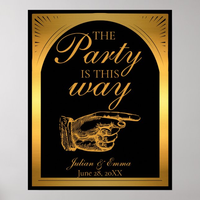 Poster Art Deco Black e Dourado "O Partido é Assim" (Frente)