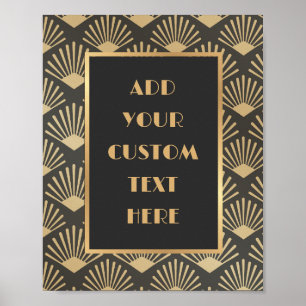 Poster Art Deco borda com preto e ouro qualquer texto