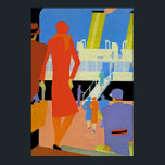 Póster Art Deco Botal<br><div class="desc">Vintage art deco ocean liner poster mostrando o embarque de um navio ao lado do cais.</div>