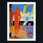 Póster Art Deco Botal<br><div class="desc">Vintage art deco ocean liner poster mostrando o embarque de um navio ao lado do cais.</div>